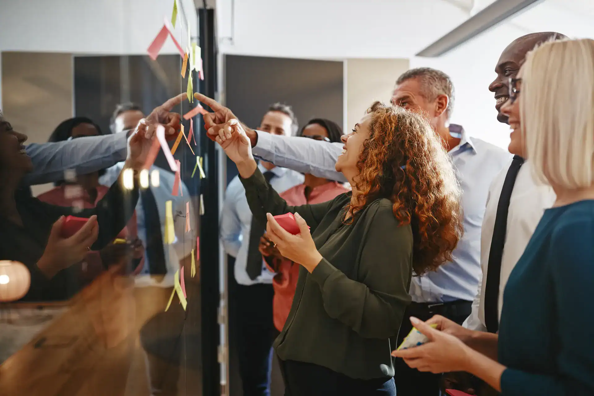 A team collaborating at a corporate event